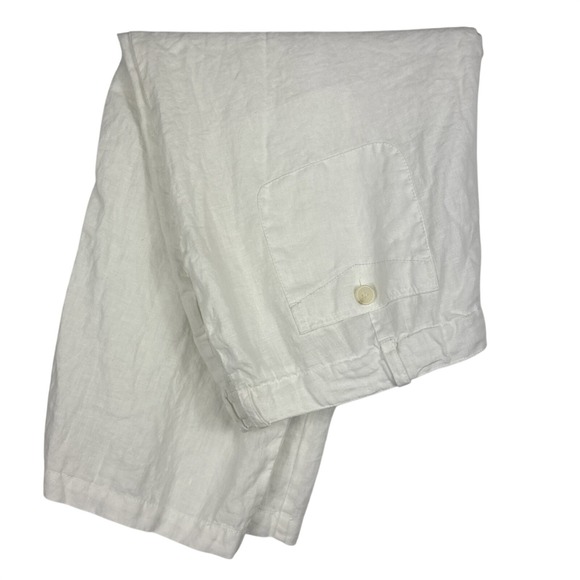 St. John's Bay Pants - St. John's Bay Capri Pants Women's 20W White 100% Linen Drawstring Wide Leg